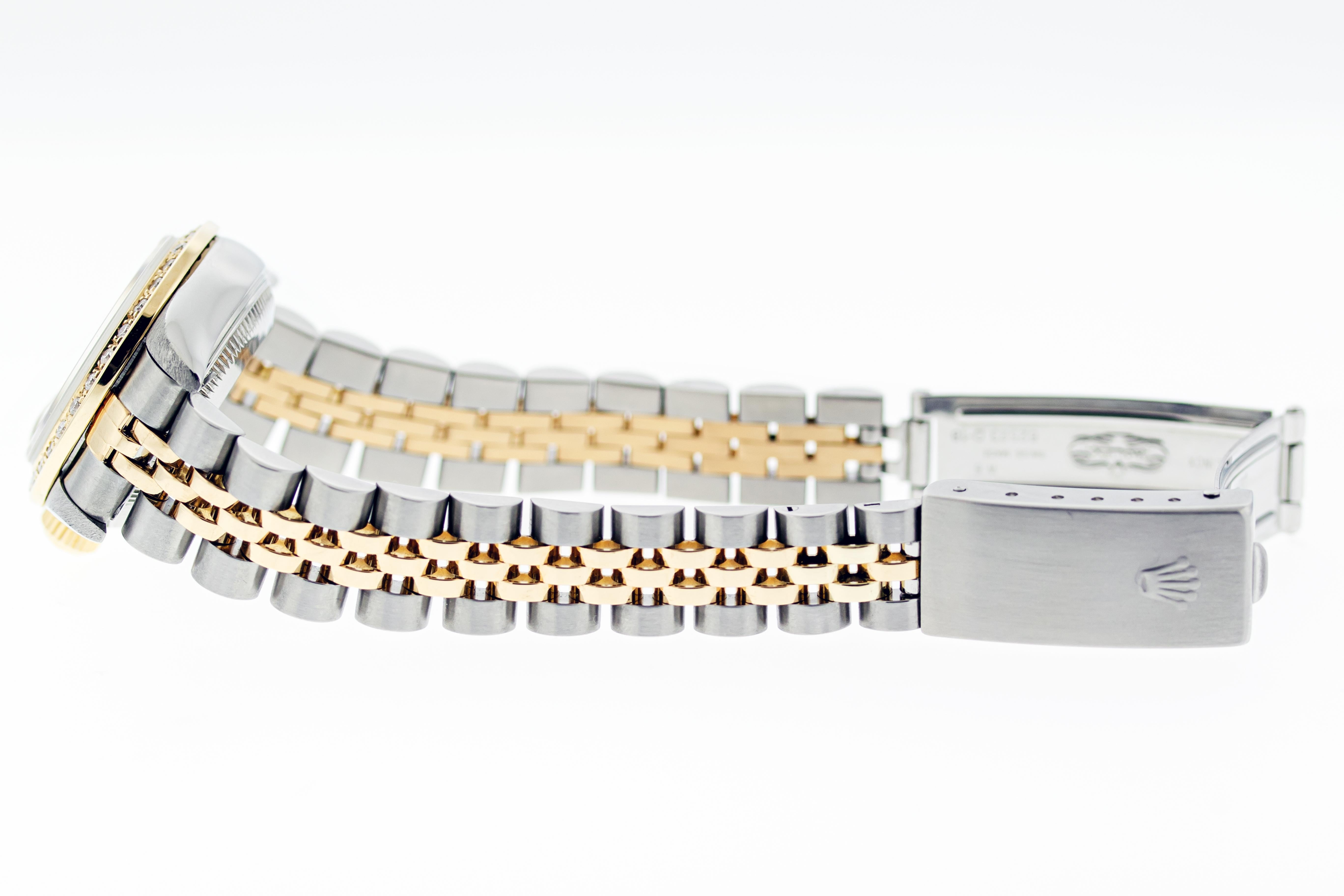 Rolex Lady Datejust Watch 79173 Steel - 18K Gold Index Diamond Bezel Watch For Sale 1