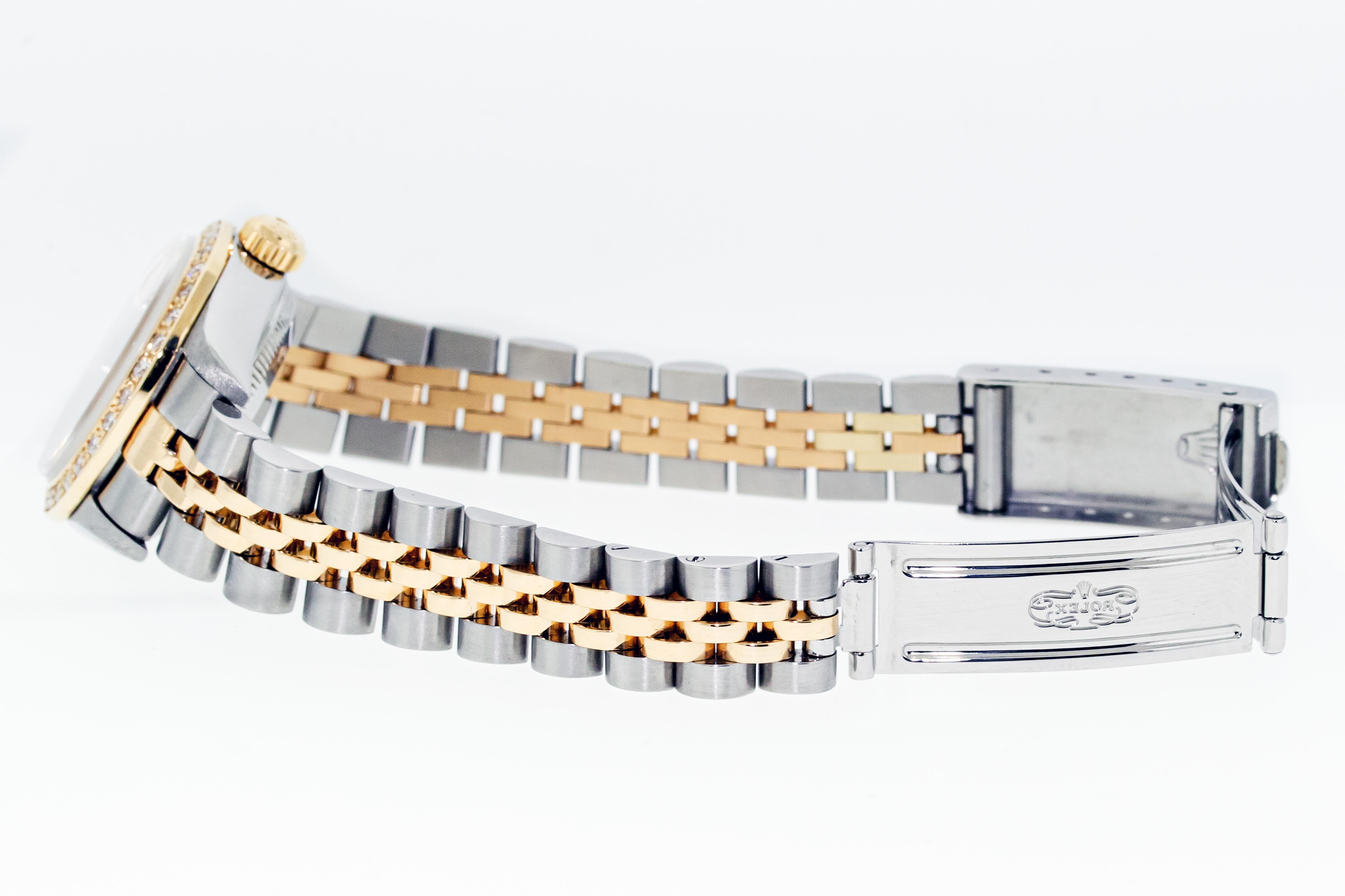 Rolex Lady Datejust Watch 79173 Steel - 18K Gold Index Diamond Bezel Watch For Sale 3