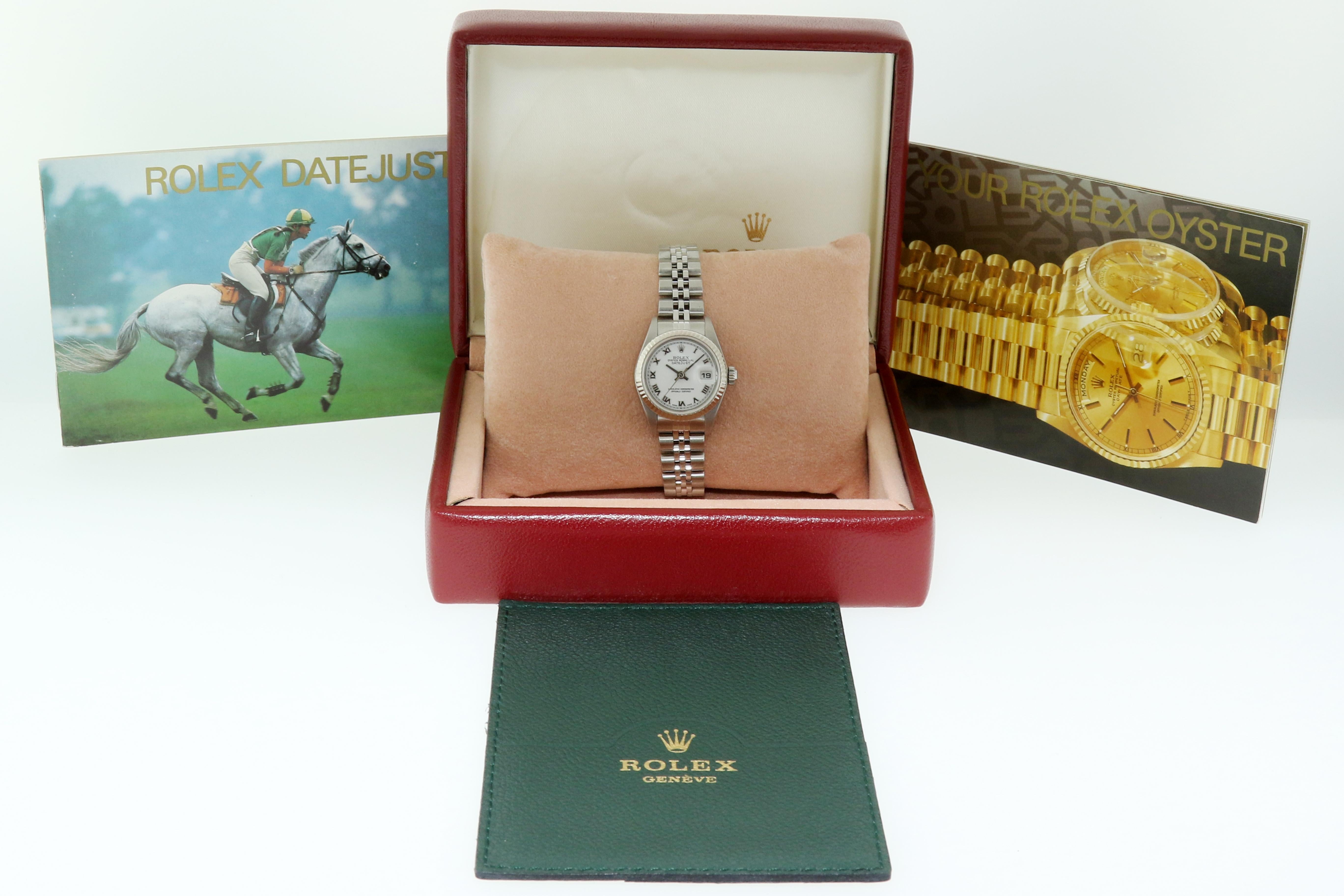 Rolex Lady Datejust Watch 79174 Steel & 18K Gold White Roman Dial Fluted Bezel 7