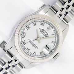 Rolex Lady Datejust Watch 79174 Steel & 18K Gold White Roman Dial Fluted Bezel