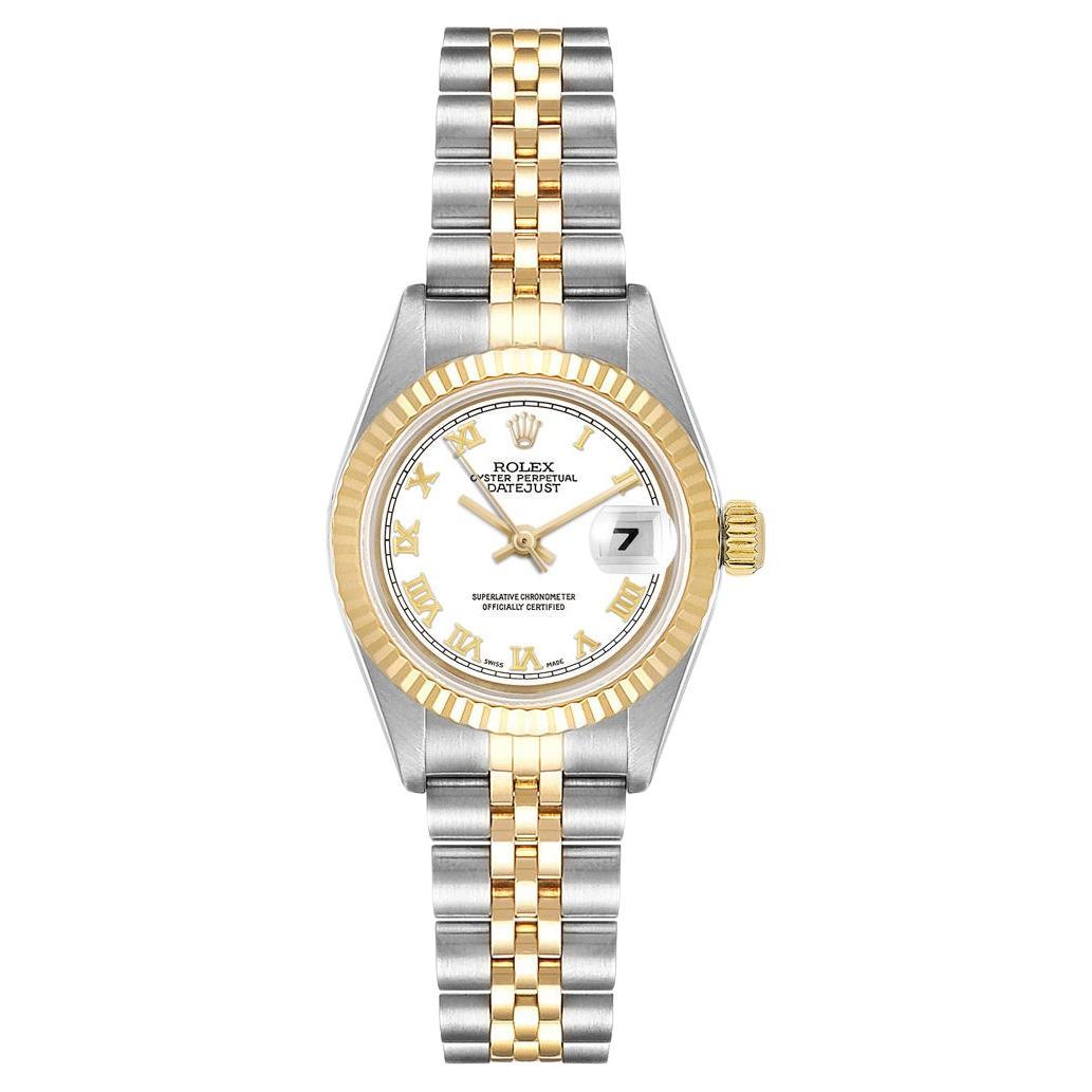 Rolex Lady-Datejust Watch Automatic White Dial 26MM 18K Yellow Gold Steel 79173