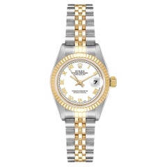 Rolex Lady-Datejust Uhr Automatik-Uhr mit weißem Zifferblatt 26MM 18K Gelbgold Stahl 79173