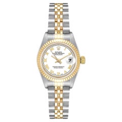 Rolex Montre Lady-Datejust avec cadran blanc automatique 26 mm, or jaune 18 carats et acier 79173