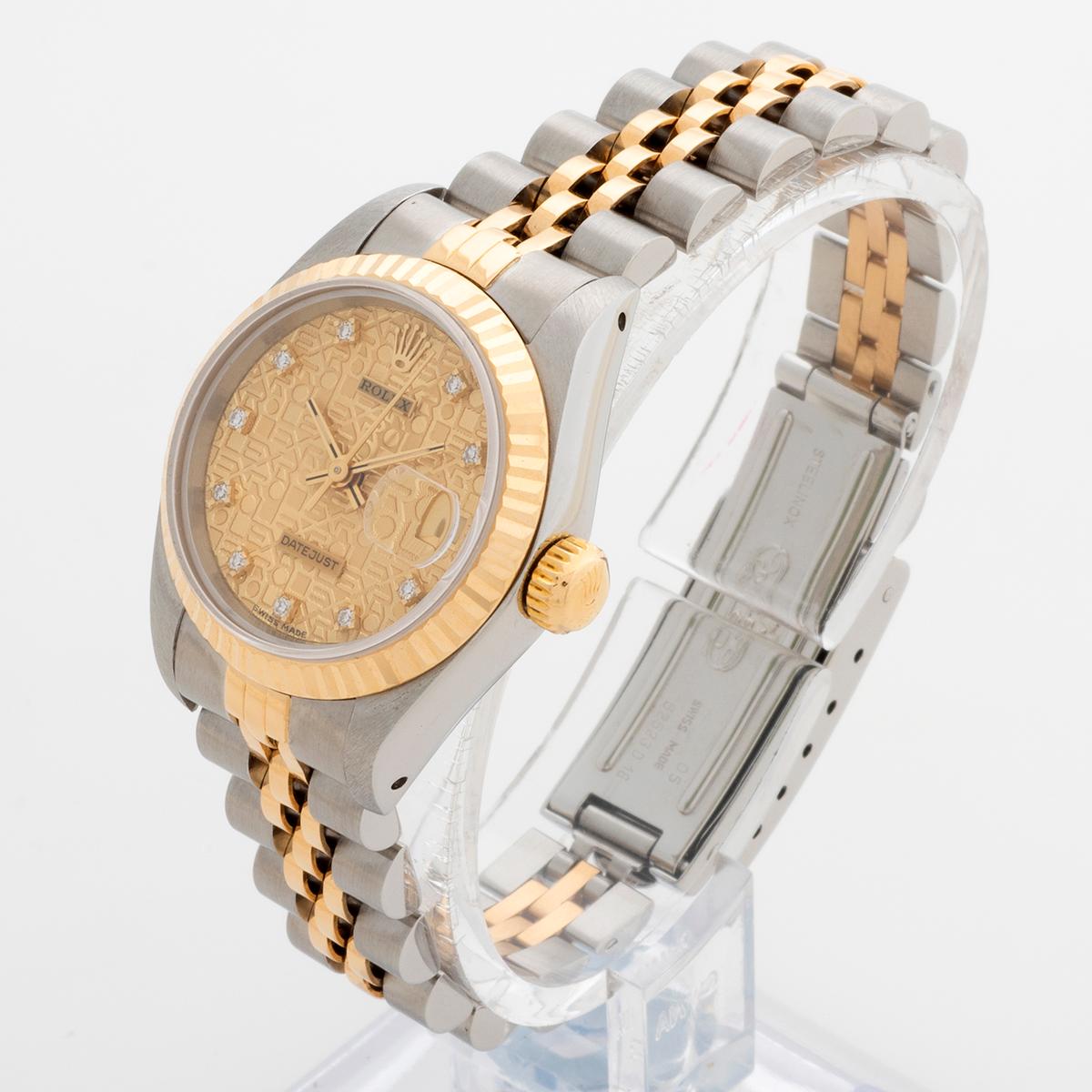 Women's or Men's Rolex Lady Datejust Wristwatch Ref 69173. Diamond Anniversary Dial. Year 1990.. For Sale