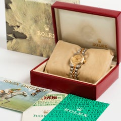 Rolex Lady Datejust Wristwatch Ref 69173, Yellow Gold Fluted Bezel. Year 1994.