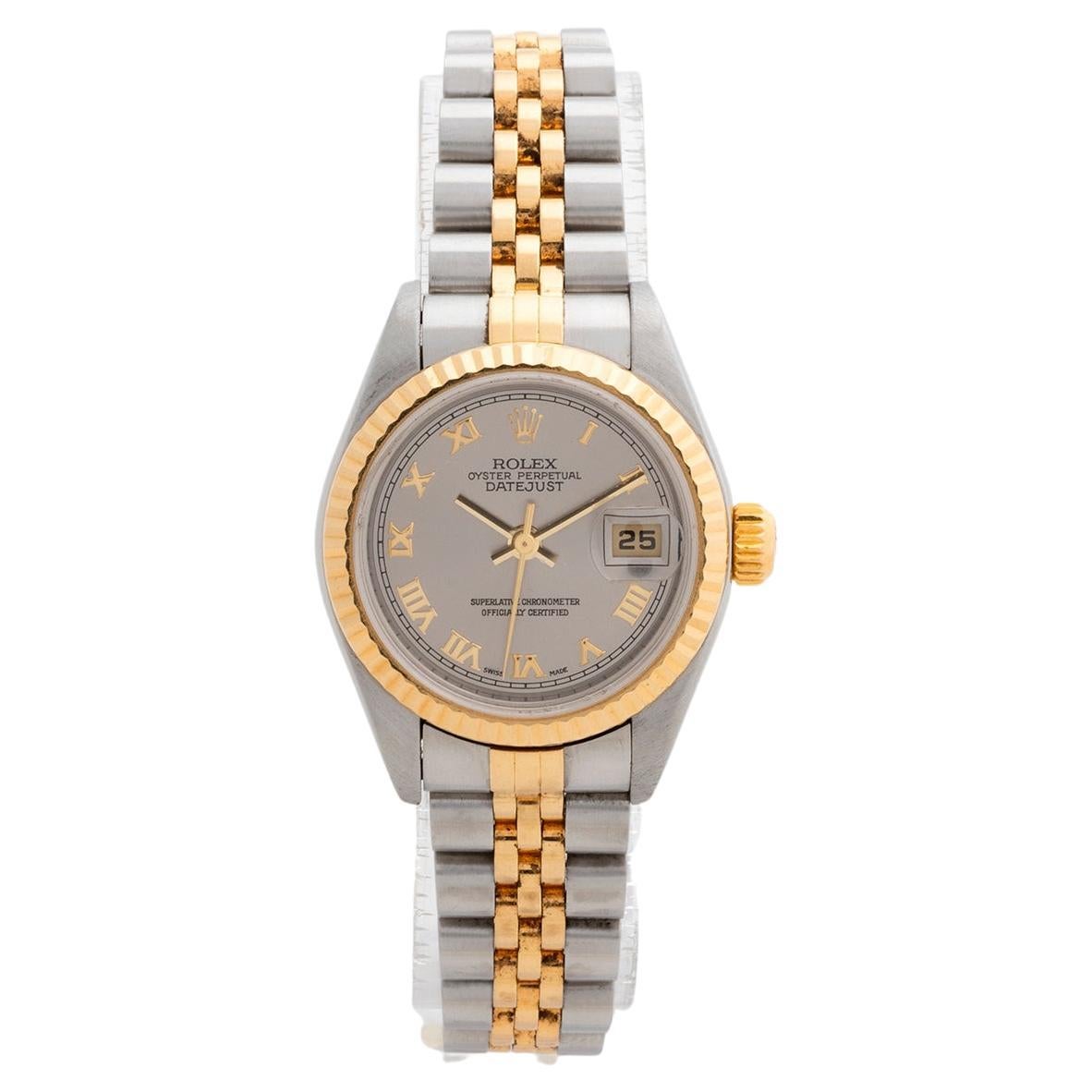 Rolex Lady Datejust Armbanduhr, Rhodiumgraues Zifferblatt. Ref 79173.