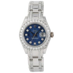 Rolex Lady Masterpiece 80319 Sodalite White Gold Automatic 6.50 Carat Diamond