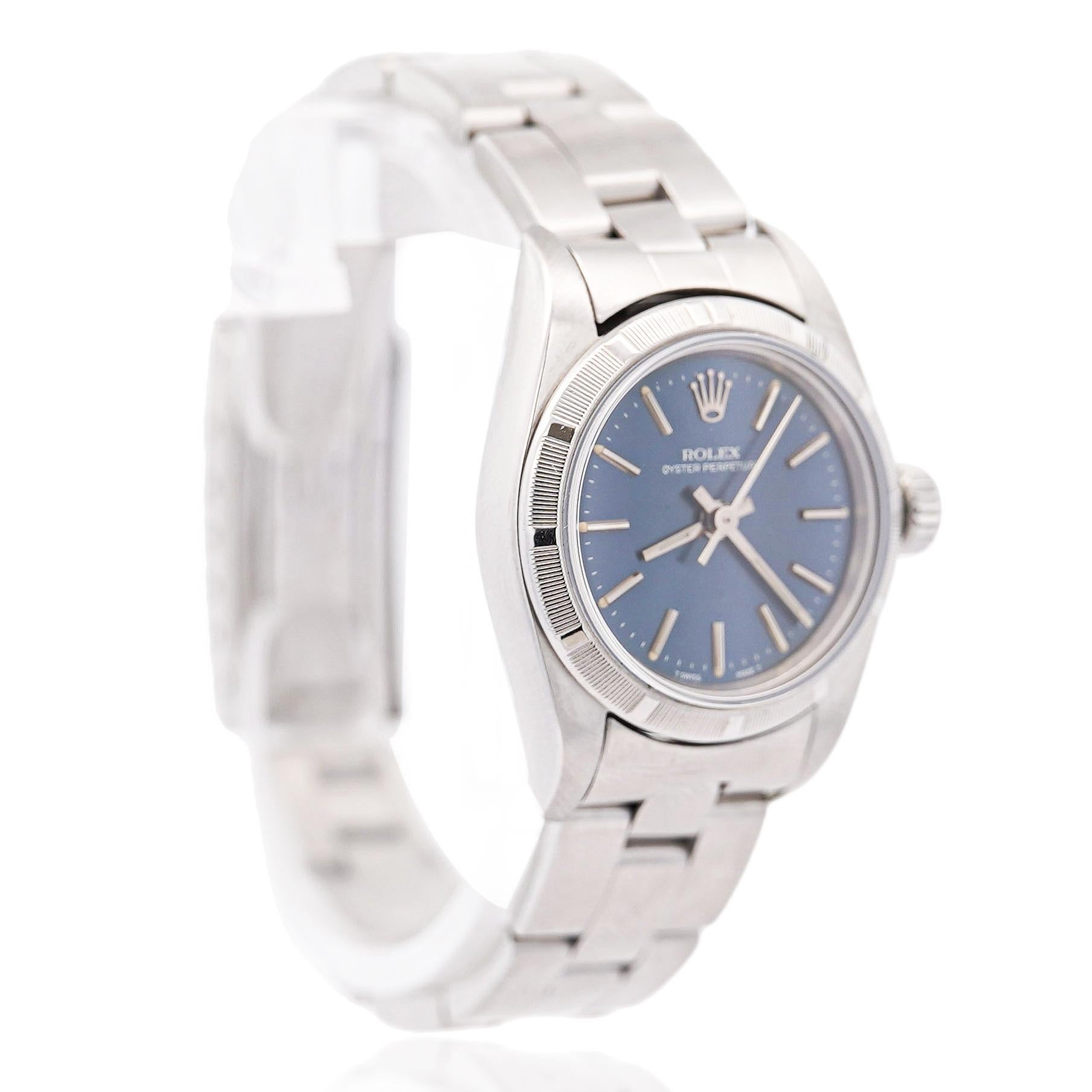 Reloj Rolex Lady Oyster Esfera Azul 76030 Bisel Motor Esfera Azul en venta 3