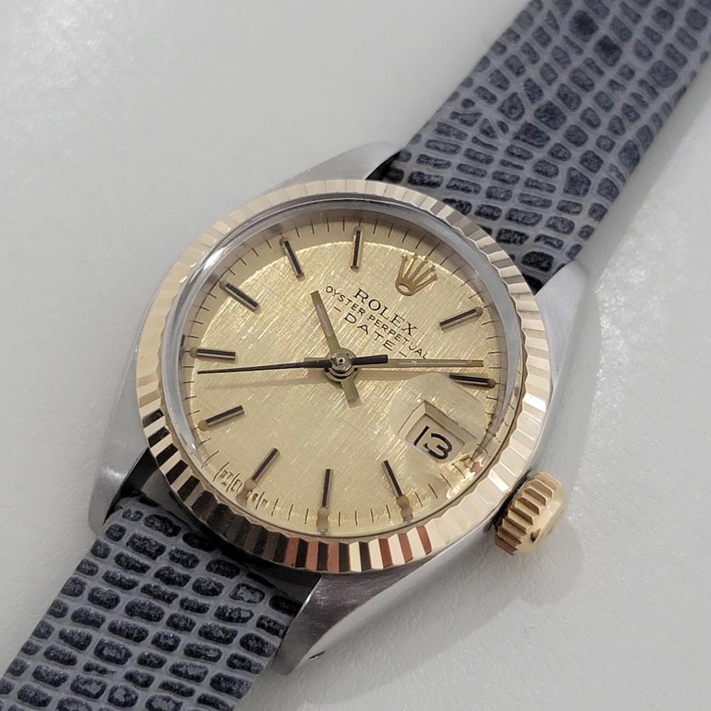 Women's Rolex Lady Oyster Date 6917 18k Gold SS Automatic 1980s Swiss Luxury RA400 For Sale