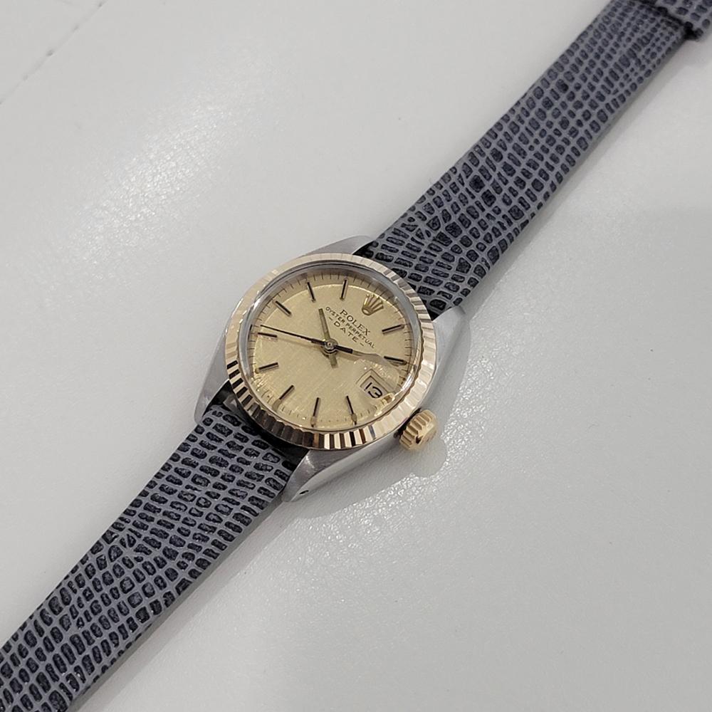 Rolex Lady Oyster Date 6917 18k Gold SS Automatic 1980s Swiss Luxury RA400 For Sale 3