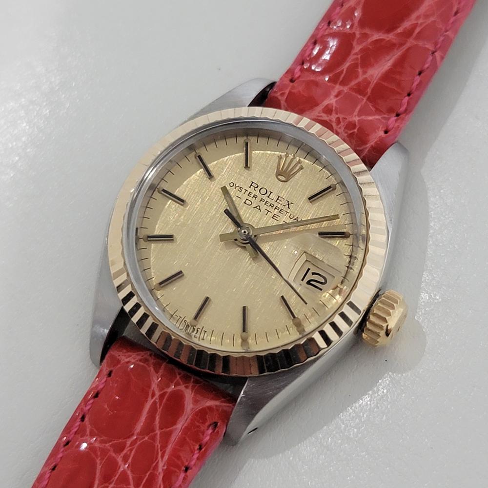Women's Rolex Lady Oyster Date 6917 18k Gold SS Automatic 1980s Swiss Luxury RA400R For Sale