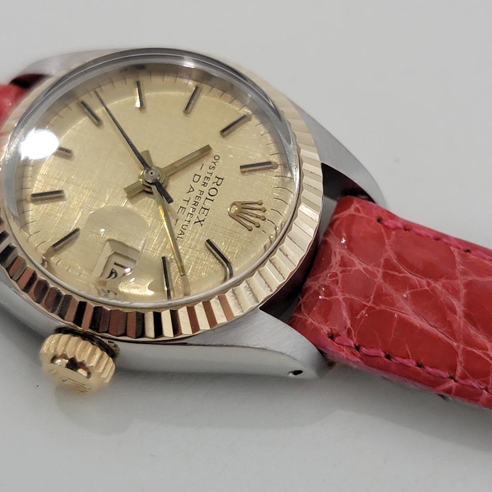 Rolex Lady Oyster Date 6917 18k Gold SS Automatic 1980s Swiss Luxury RA400R For Sale 2