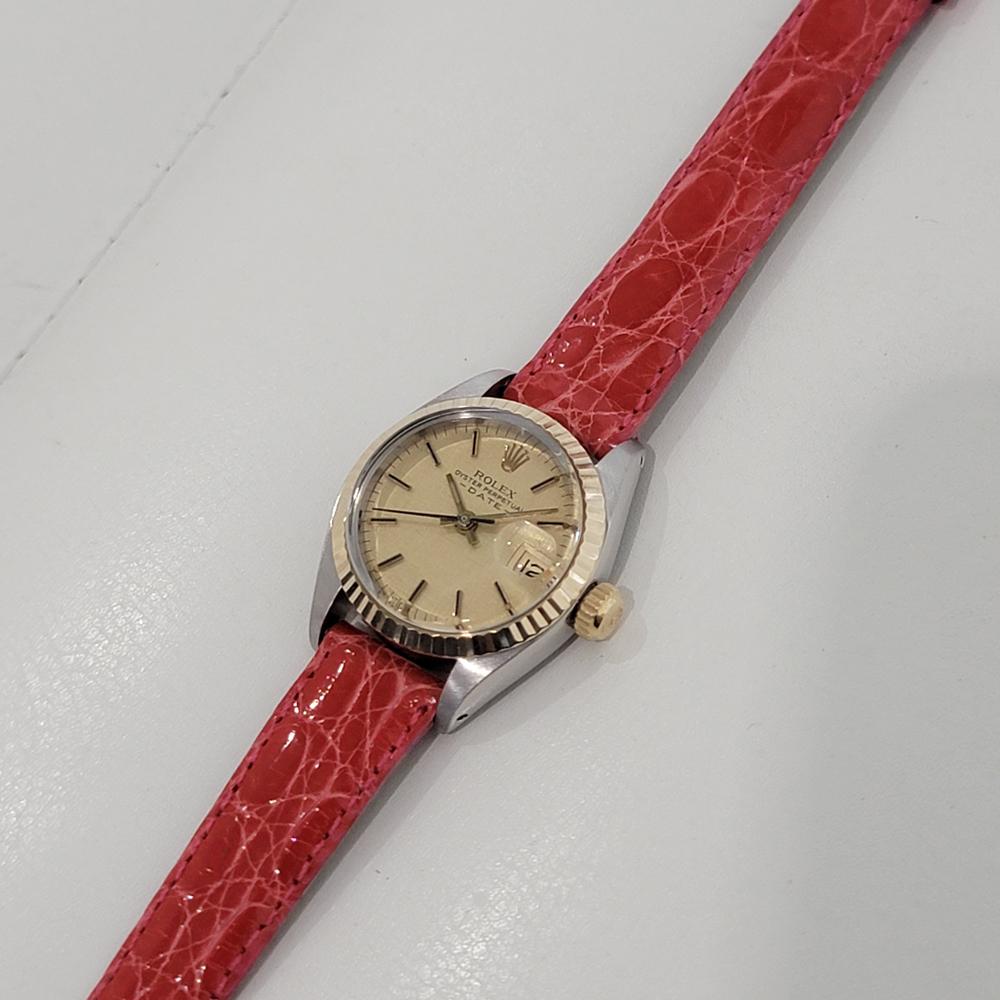 Rolex Lady Oyster Date 6917 18k Gold SS Automatic 1980s Swiss Luxury RA400R For Sale 3