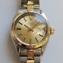 Rolex Lady Oyster Date Ref 6916 14k Gold SS Automatic 1970s Swiss Luxury RA783