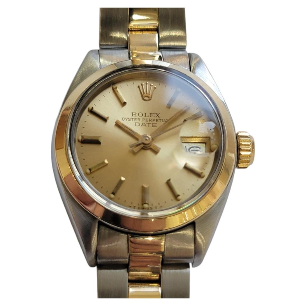 Rolex Lady Oyster Date Ref 6916 14k Gold SS Automatic 1970s Swiss Luxury RA783