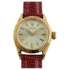 Rolex Lady Oyster Perpetual 6619 18k Gold Dress Watch 1960s Swiss Luxury RA418R