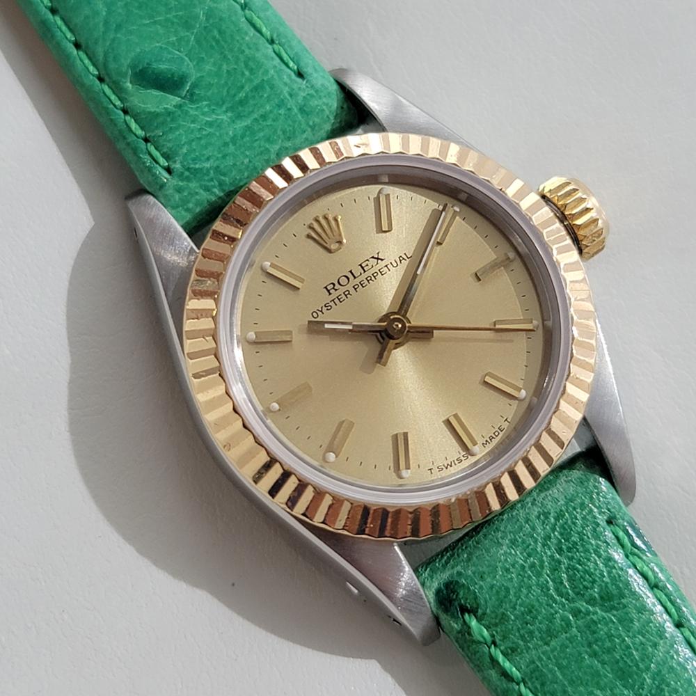 Rolex Lady Oyster Perpetual 67193 18k 25mm Oro SS Automatico 1980s Lusso RA457 In condizioni ottime in vendita a Beverly Hills, CA