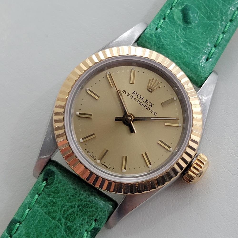 Donna Rolex Lady Oyster Perpetual 67193 18k 25mm Oro SS Automatico 1980s Lusso RA457 in vendita