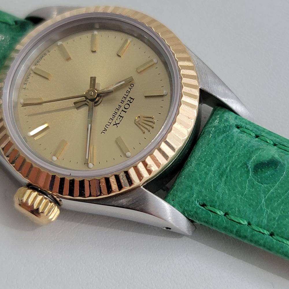 Rolex Lady Oyster Perpetual 67193 18k 25mm Oro SS Automatico 1980s Lusso RA457 in vendita 2