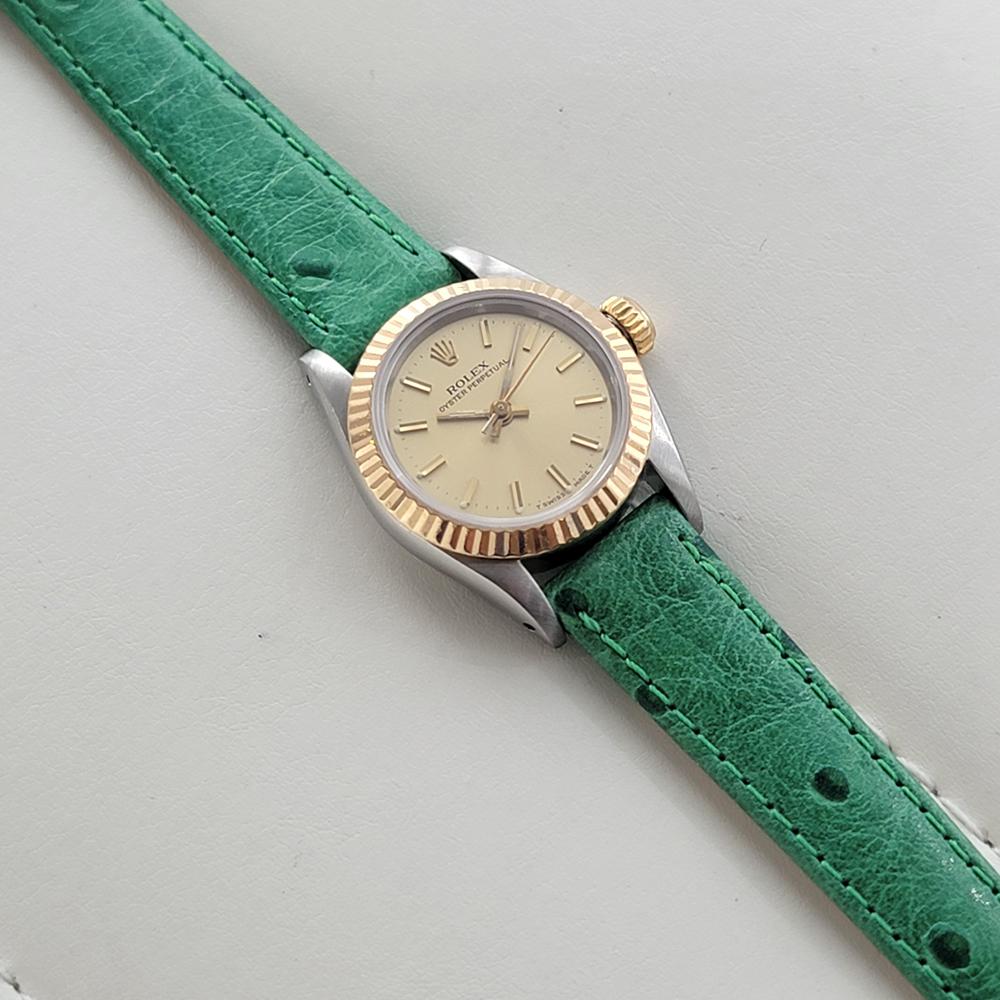 Rolex Lady Oyster Perpetual 67193 18k 25mm Oro SS Automatico 1980s Lusso RA457 in vendita 3