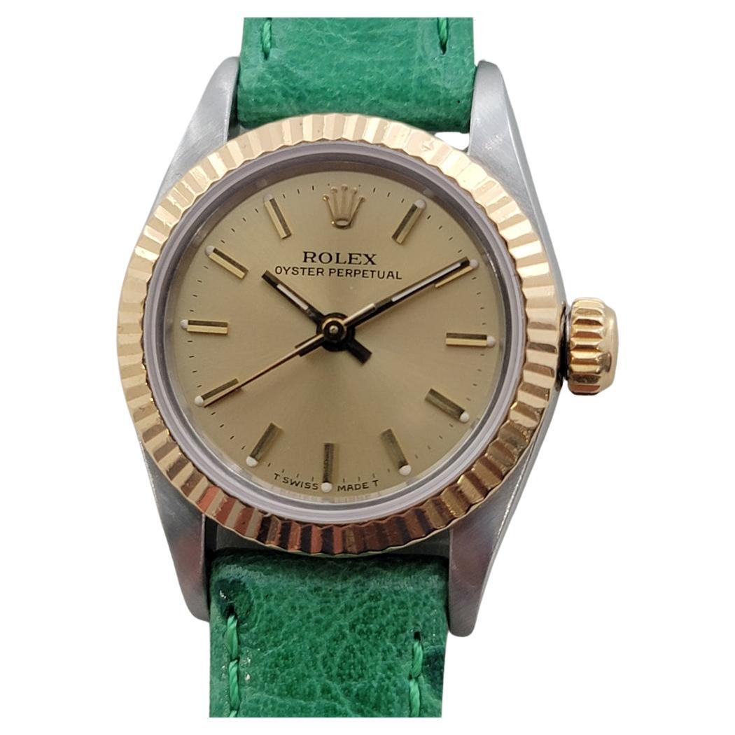 Rolex Lady Oyster Perpetual 67193 18k 25mm Gold SS Automatik 1980er Jahre Luxus RA457