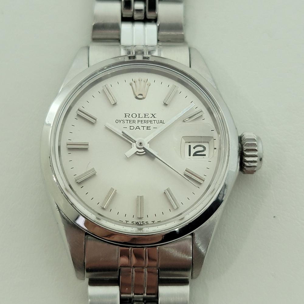 Zeitloser Luxus, ein Klassiker von Rolex, ganz aus Edelstahl, Lady Datejust Automatik, ca. 1968, alles original, in ausgezeichnetem Zustand. Von einem Uhrmachermeister für echt befunden. Wunderschönes, signiertes silbernes Rolex-Zifferblatt,