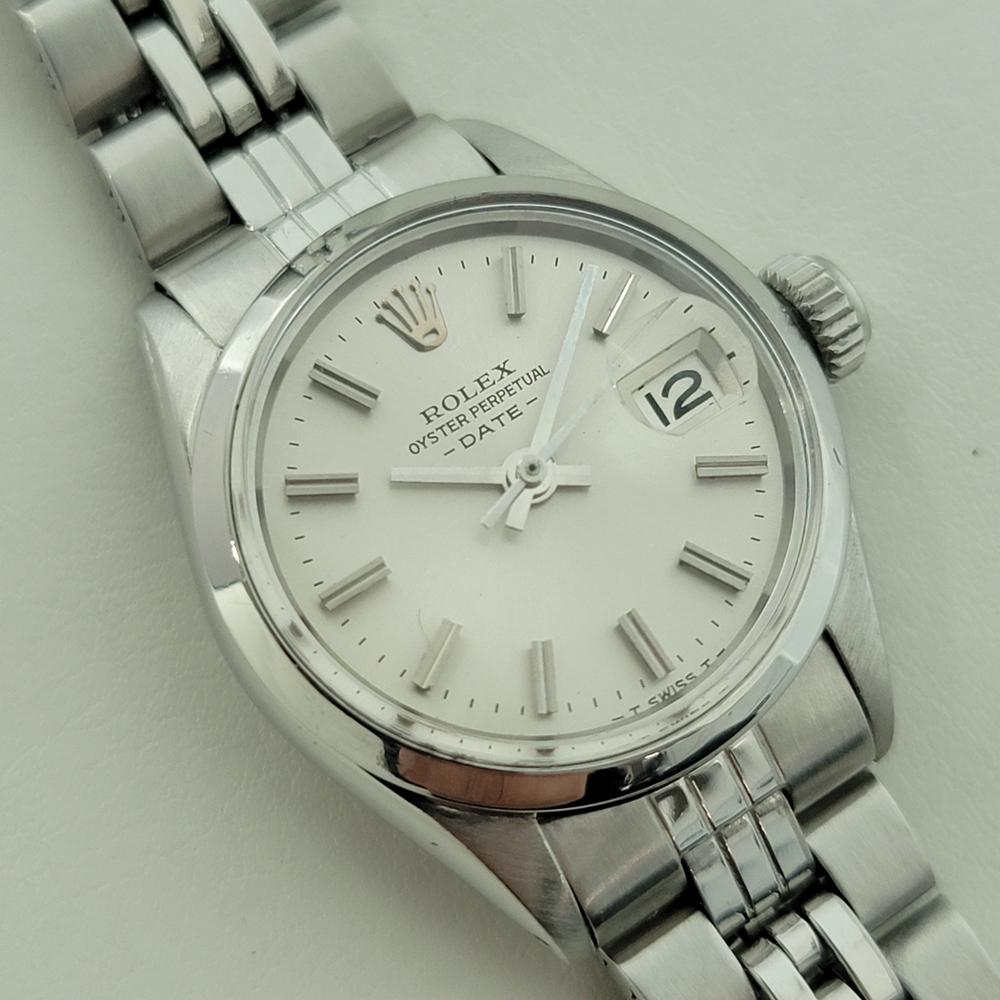 Rolex Lady Oyster Perpetual Date Ref 6516 25mm 1960er Jahre Original RA500 im Zustand „Hervorragend“ im Angebot in Beverly Hills, CA