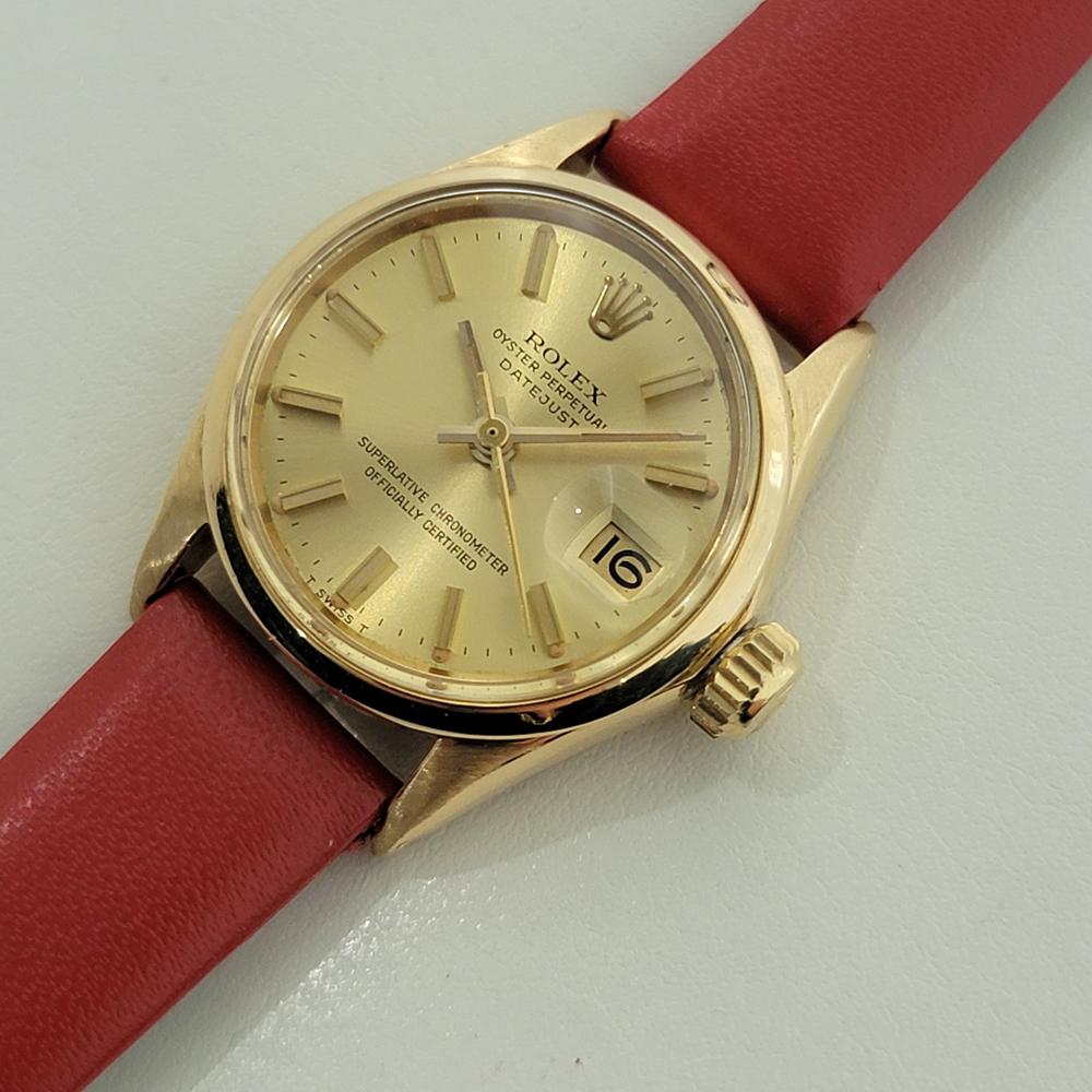 Women's Rolex Lady Oyster Perpetual Datejust 6516 25mm 18k Solid Gold 1960s Swiss RA428 For Sale