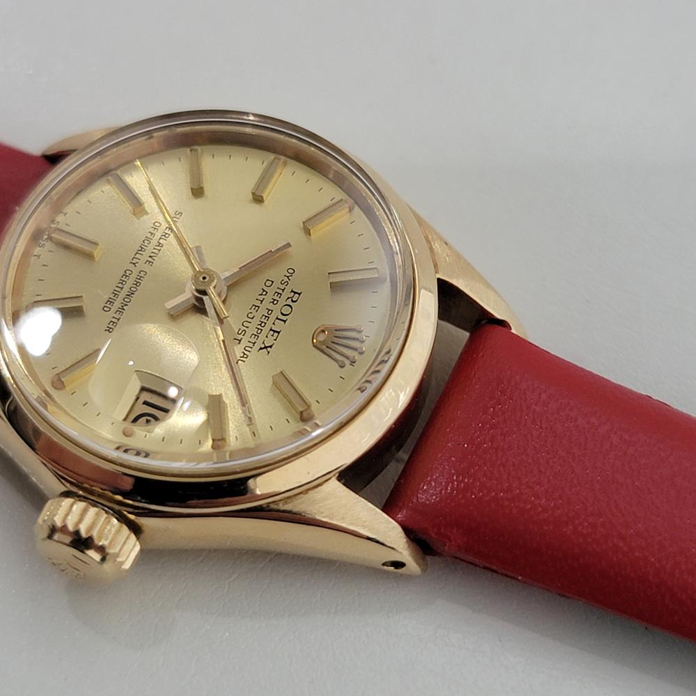Rolex Lady Oyster Perpetual Datejust 6516 25mm 18k Solid Gold 1960s Swiss RA428 For Sale 2