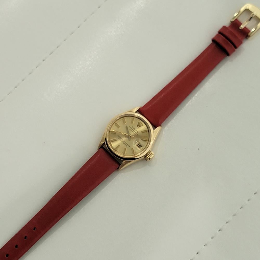 Rolex Lady Oyster Perpetual Datejust 6516 25mm 18k Solid Gold 1960s Swiss RA428 For Sale 3