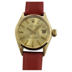 Rolex Lady Oyster Perpetual Datejust 6516 25mm 18k Solid Gold 1960s Swiss RA428