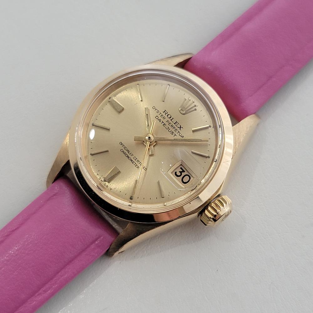 Women's Rolex Lady Oyster Perpetual Datejust 6516 25mm 18k Solid Gold Swiss 1960s RA471 For Sale