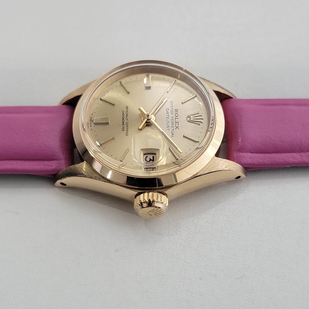 Rolex Lady Oyster Perpetual Datejust 6516 25mm 18k Solid Gold Swiss 1960s RA471 For Sale 1