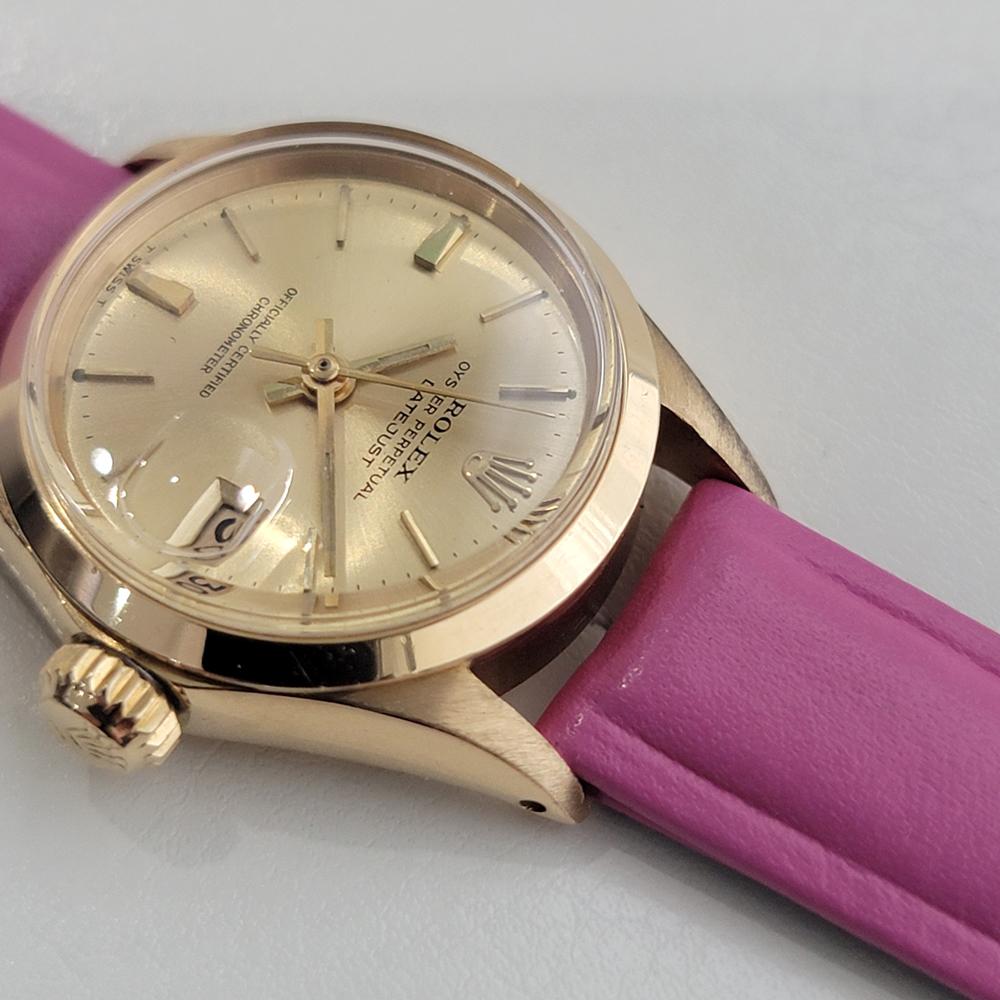 Rolex Lady Oyster Perpetual Datejust 6516 25mm 18k Solid Gold Swiss 1960s RA471 For Sale 2