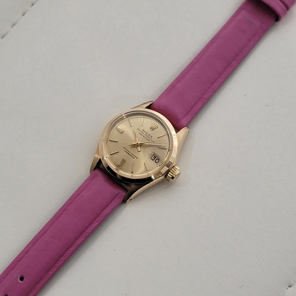 Rolex Lady Oyster Perpetual Datejust 6516 25mm 18k Solid Gold Swiss 1960s RA471 For Sale 3