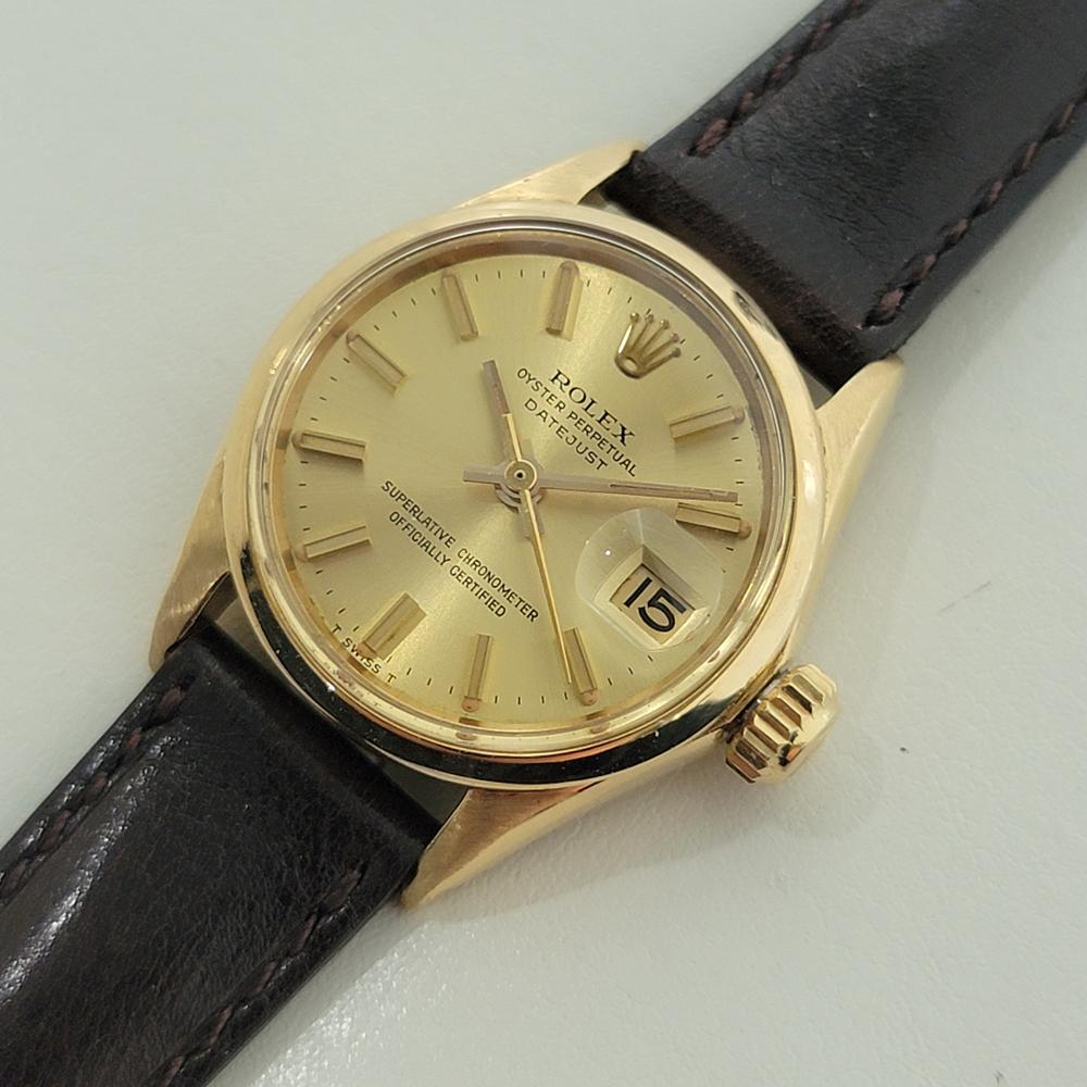 Women's Rolex Lady Oyster Perpetual Datejust Ref 6516 25mm 18k Solid Gold 1960s RA428B For Sale