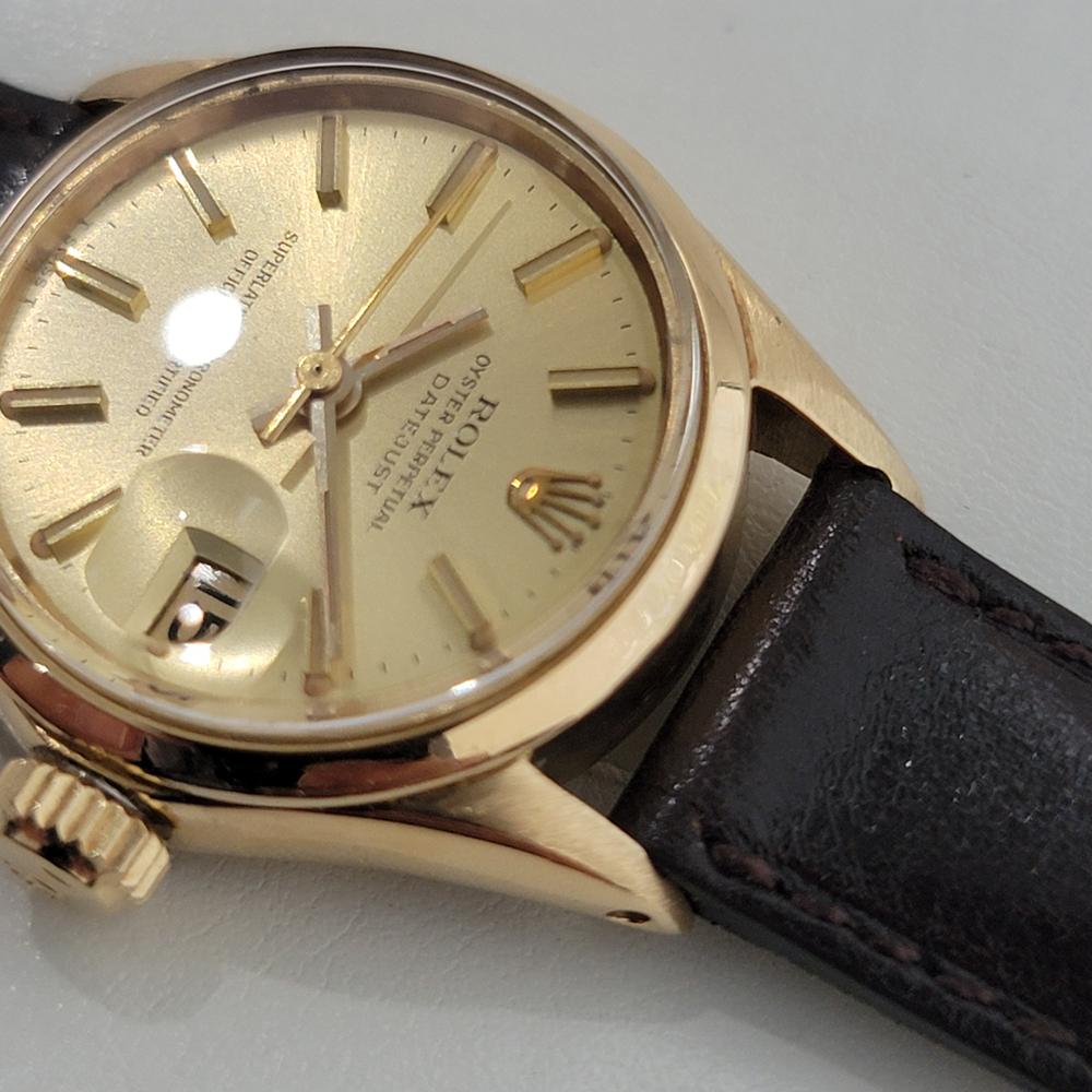 Rolex Lady Oyster Perpetual Datejust Ref 6516 25mm 18k Solid Gold 1960s RA428B For Sale 2