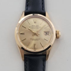 Rolex Lady Oyster Perpetual Datejust Ref 6516 25mm 18k Solid Gold 1960s RA471B