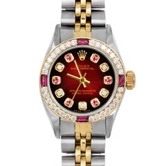 Rolex Lady Oyster Perpetual Red Vignette Ruby Diamond Dial Ruby Diamond Bezel