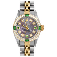 Rolex Lady Oyster Perpetual Esmeralda Tahitiana Esfera Diamante Bisel Diamante Esmeralda