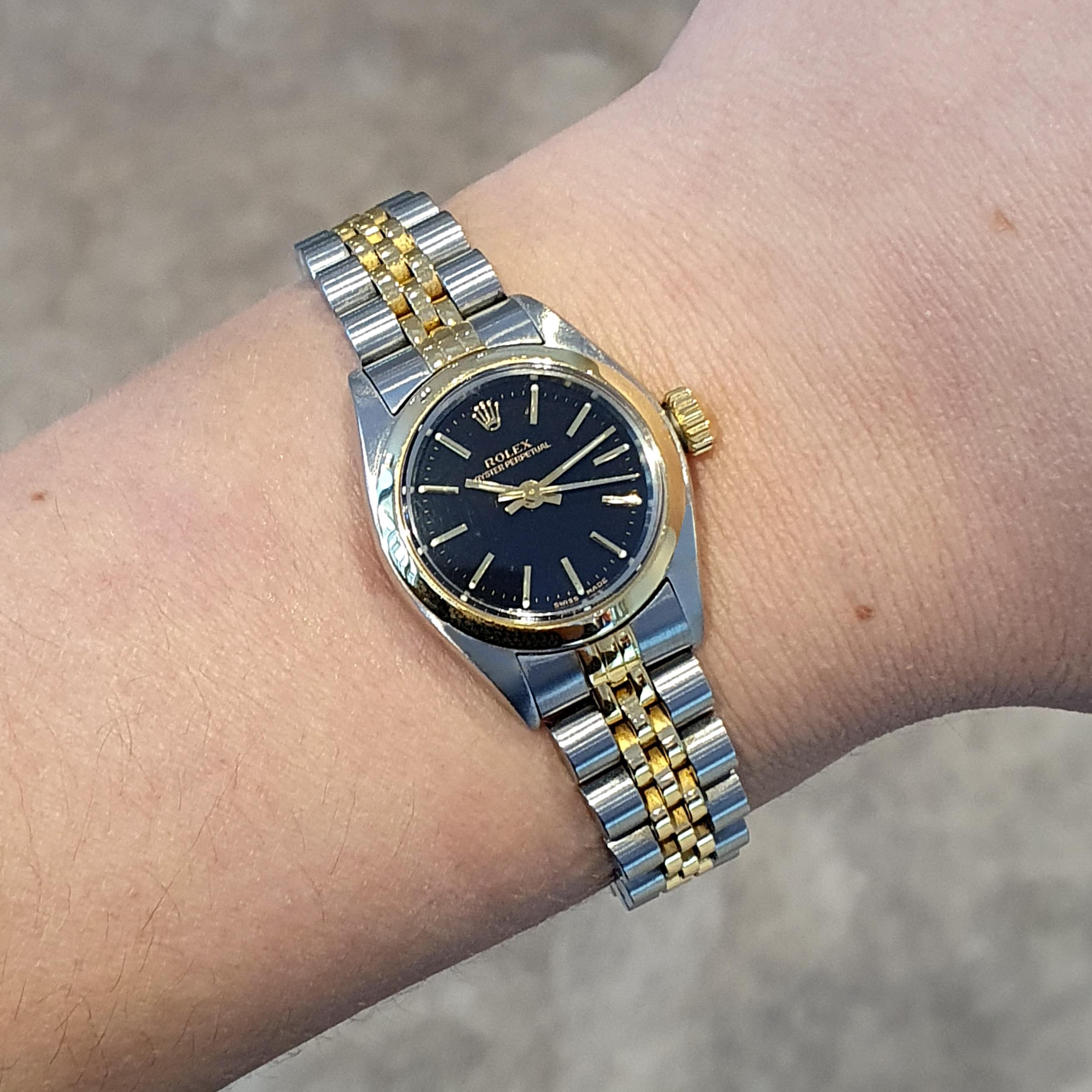 Rolex Lady Oyster Perpetual Yellow Gold 18K and Steel For Sale 6