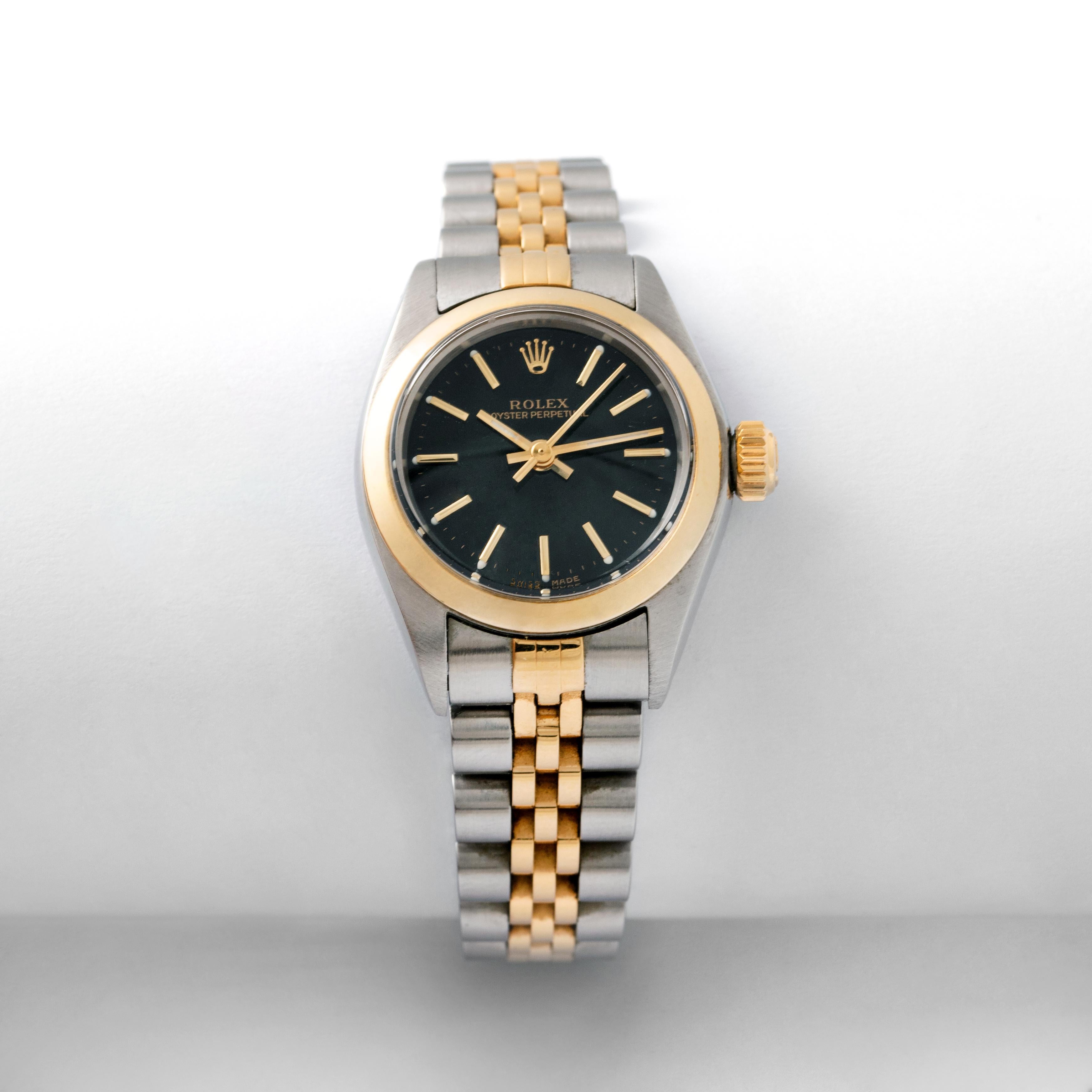Rolex Lady Oyster Perpetual Yellow Gold 18K and Steel For Sale 3