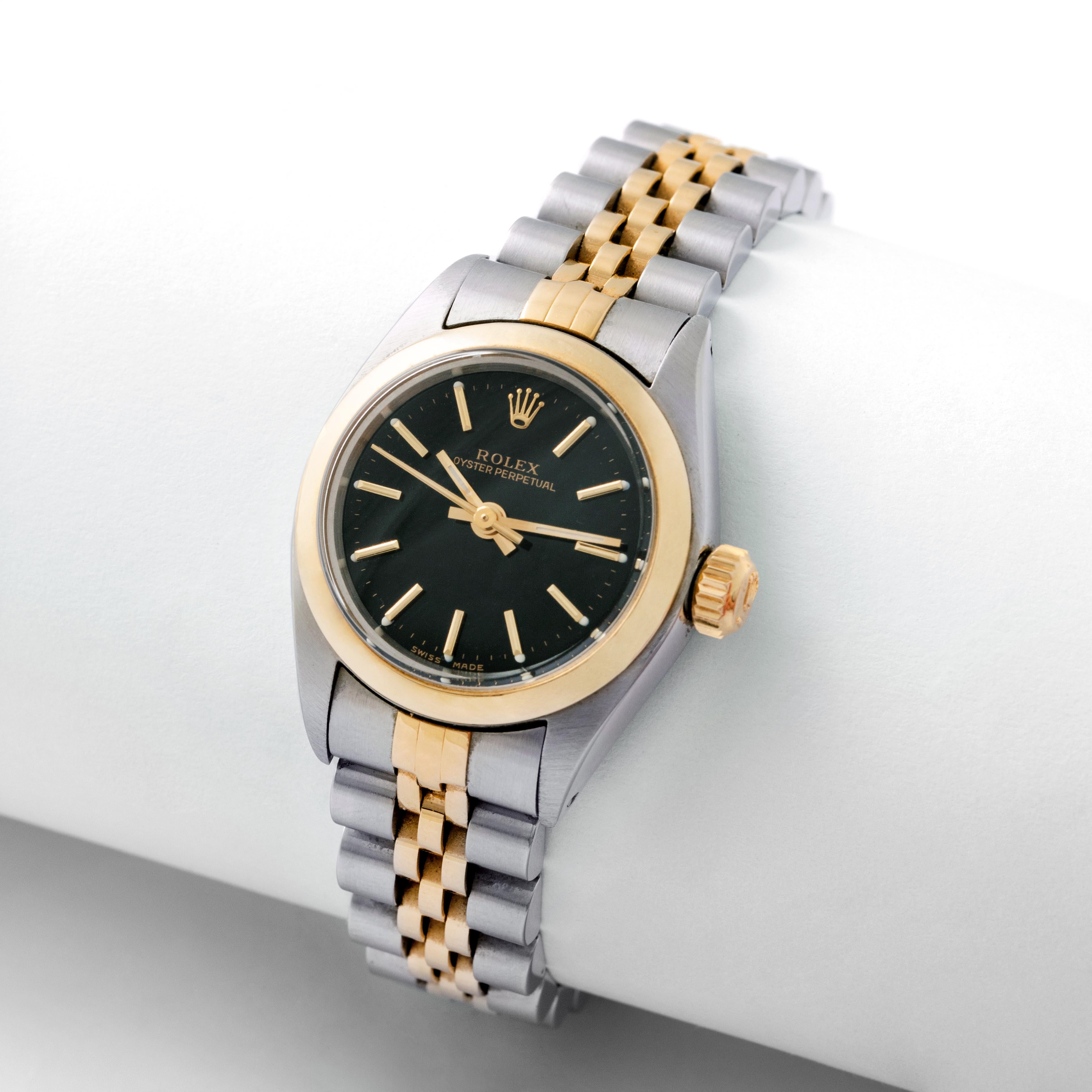 Rolex Lady Oyster Perpetual Yellow Gold 18K and Steel For Sale 4