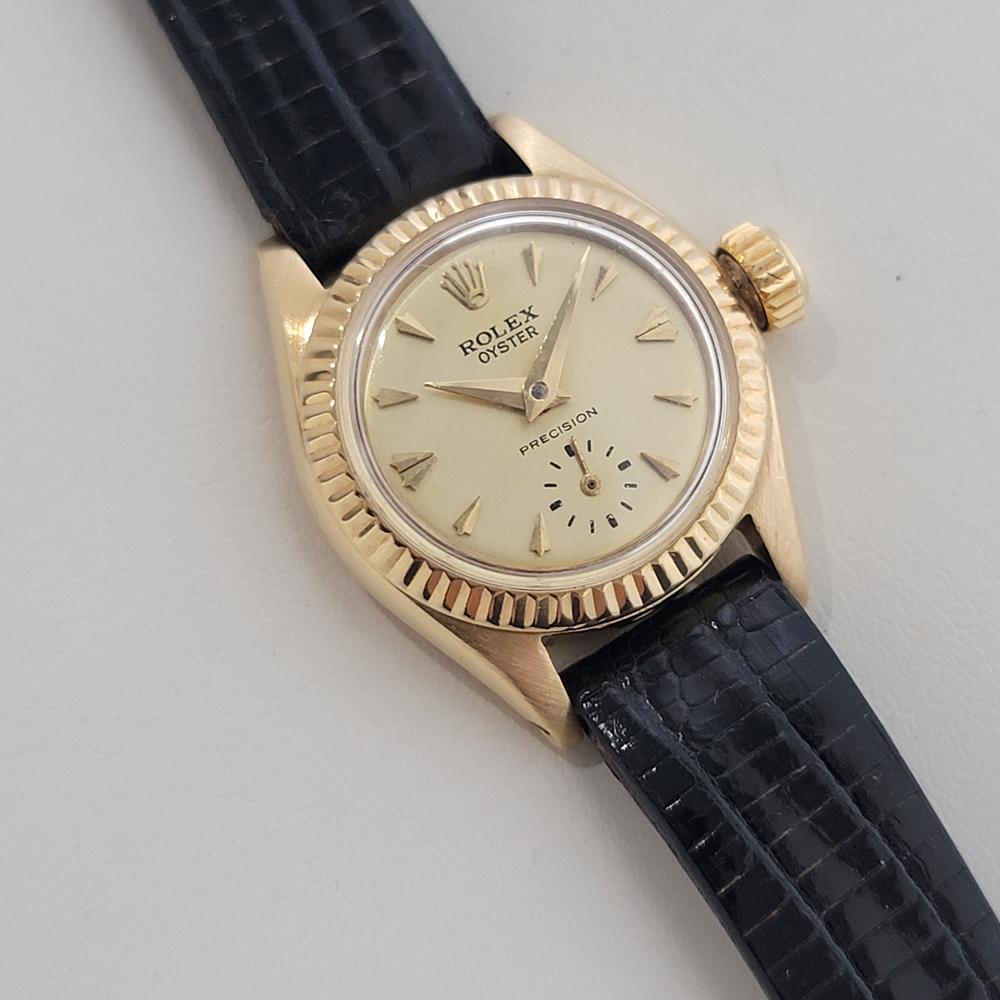 Rolex Lady Oyster Precision 22mm 18k Massivgold Handaufzug 1950er Jahre Schweizer RA511 im Zustand „Hervorragend“ in Beverly Hills, CA