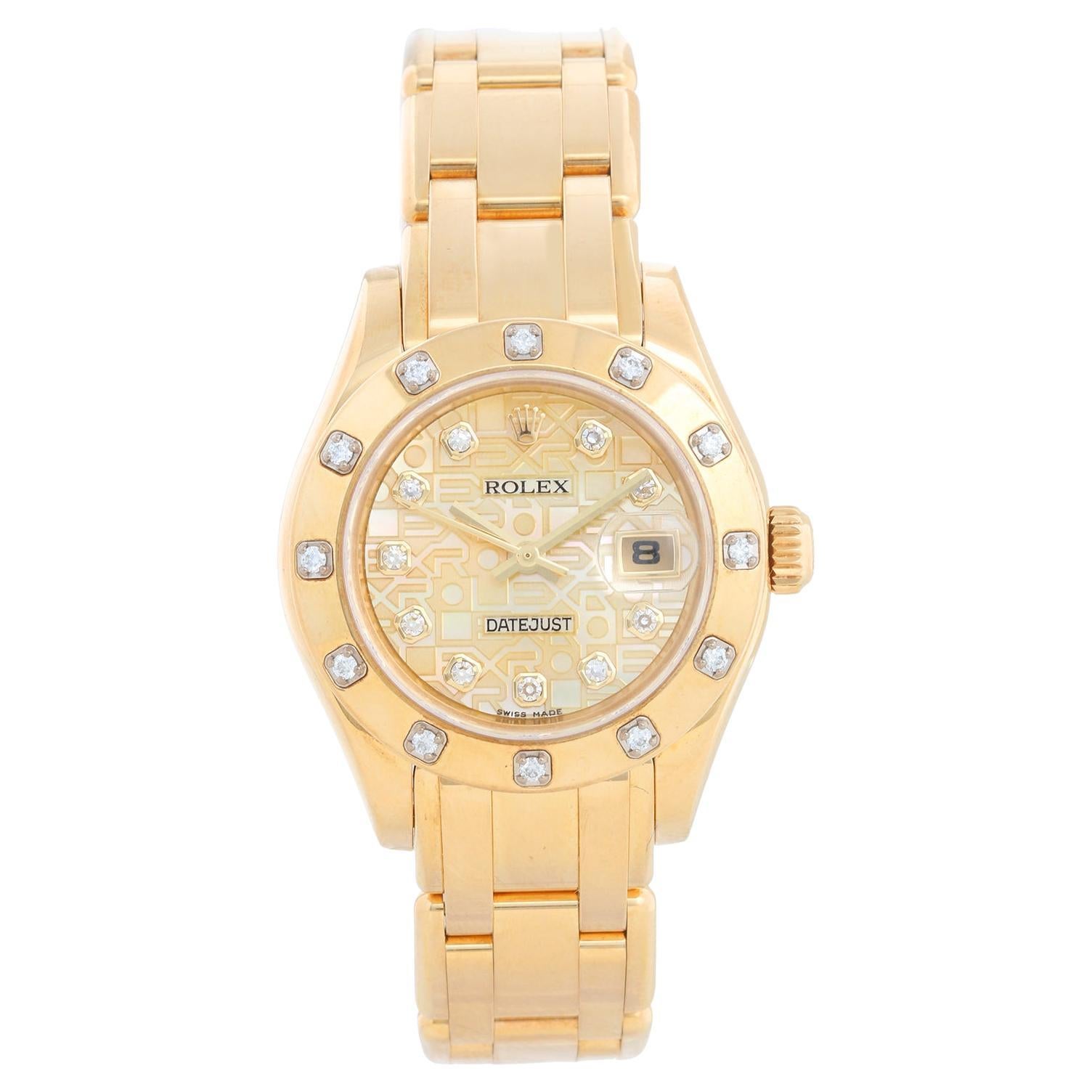 Rolex Lady Pearlmaster 18k Yellow Gold Champaign MOP Jubilee Diamond Watch 80318