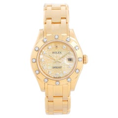 Rolex Lady Pearlmaster 18k Yellow Gold Champaign MOP Jubilee Diamond Watch 80318
