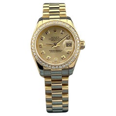 Rolex Lady President 179138 26mm Champagne Diamond Dial Diamond Bezel Box Papers