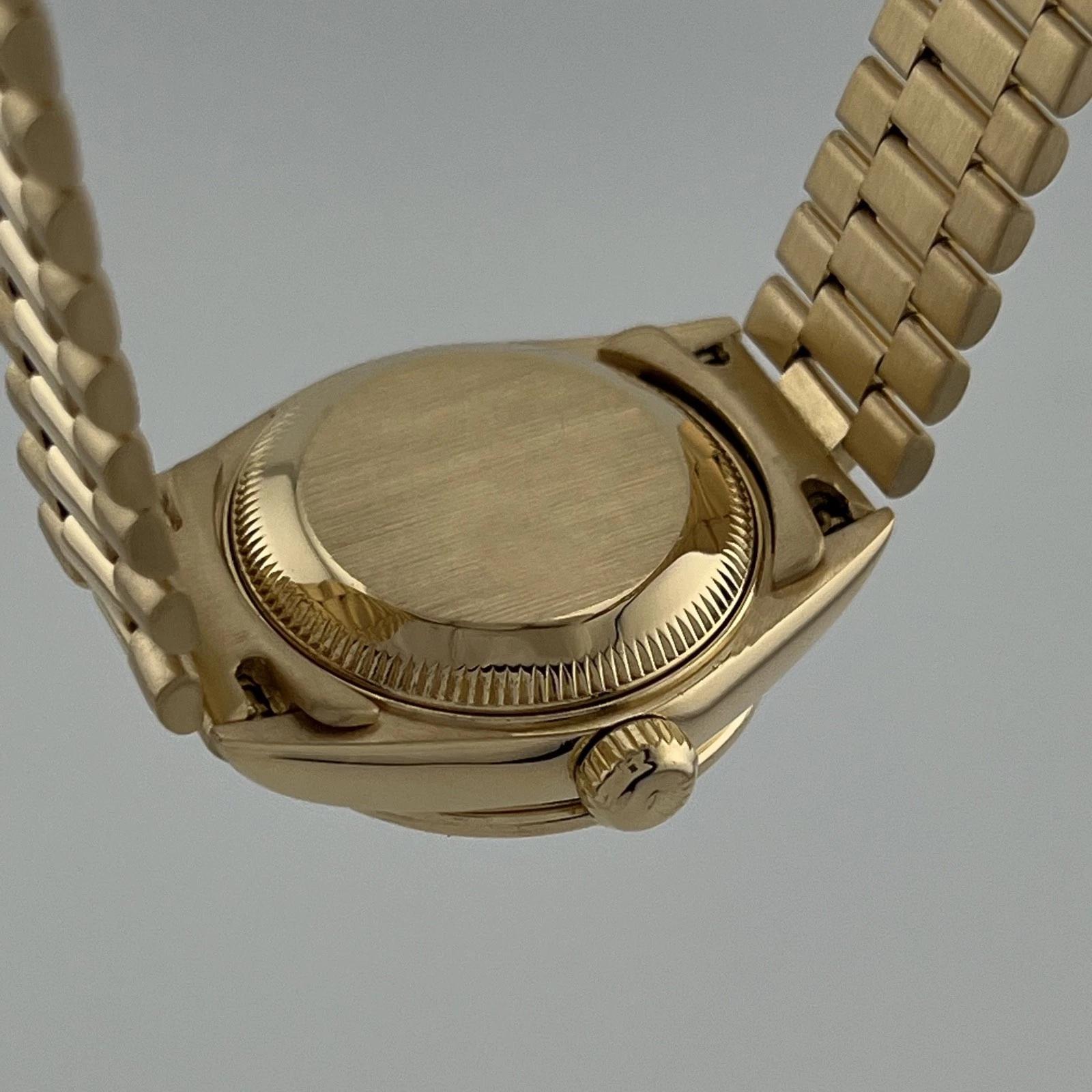 Rolex Lady President 69138 Fábrica Esfera Diamante Negro Bisel Diamante Oro 18k en venta 5