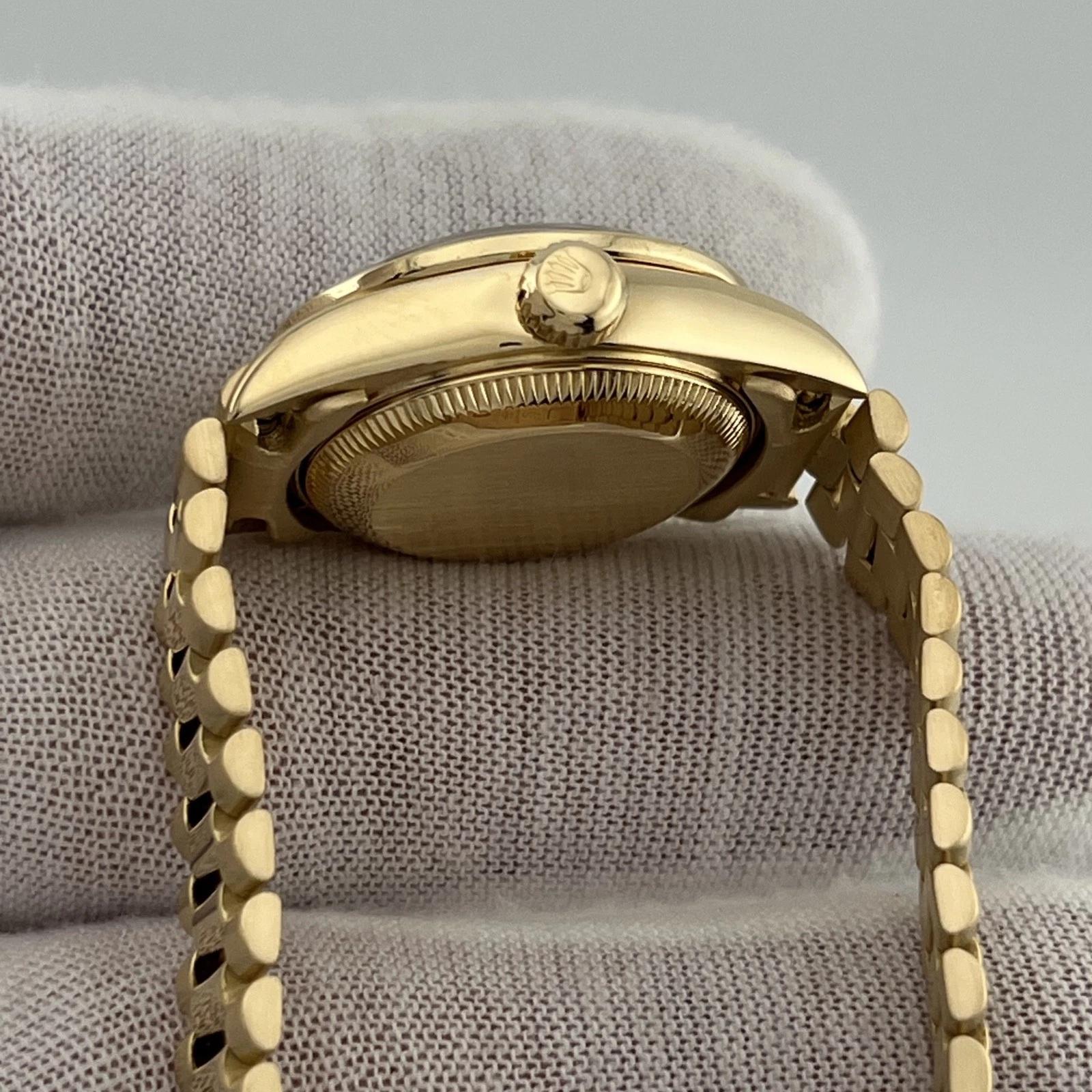 Rolex Lady President 69138 Fábrica Esfera Diamante Negro Bisel Diamante Oro 18k en venta 2