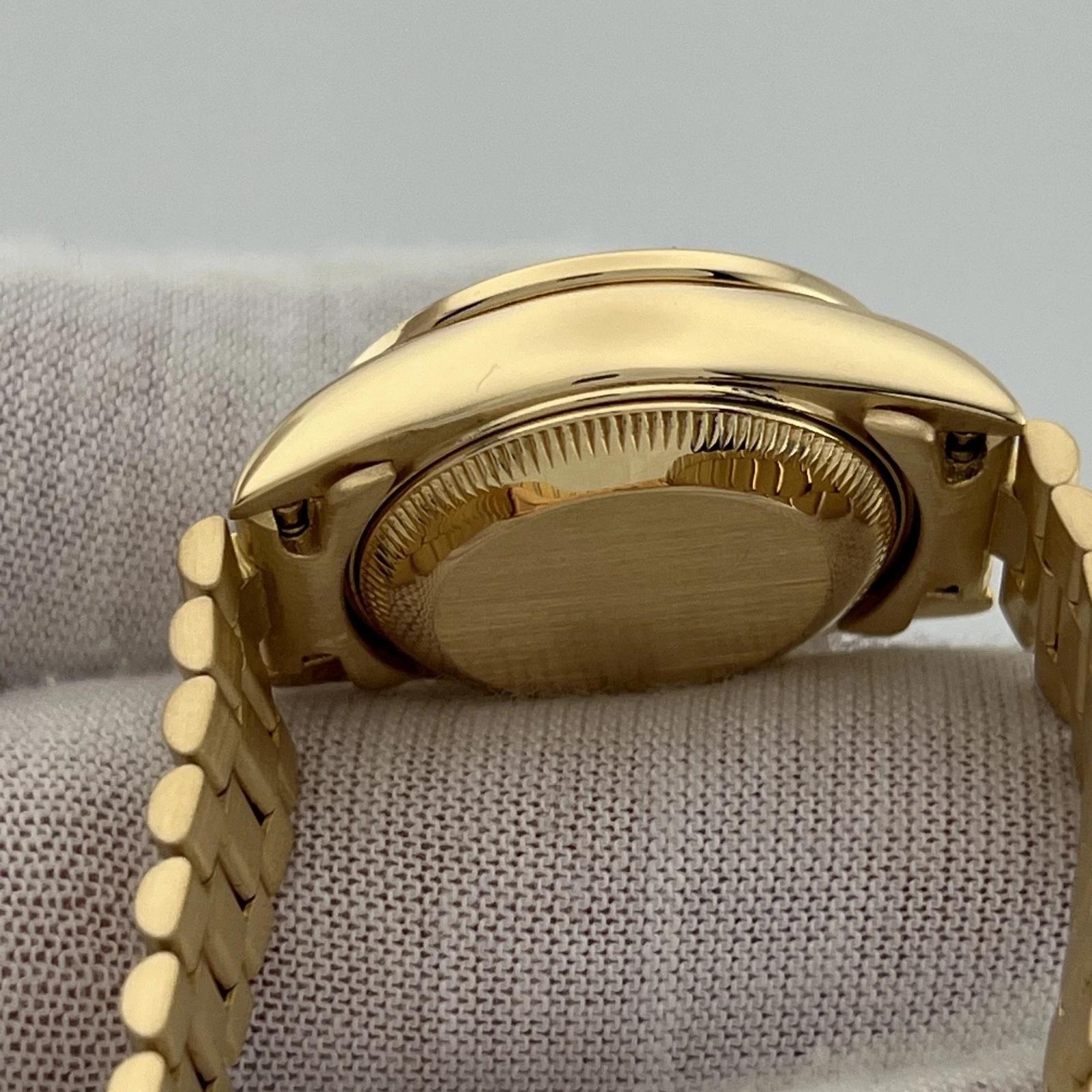 Rolex Lady President 69138 Fábrica Esfera Diamante Negro Bisel Diamante Oro 18k en venta 3